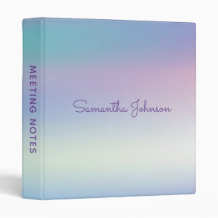 Iridescent Sky Gradient Modern Purple Script Name 3 Ring Binder