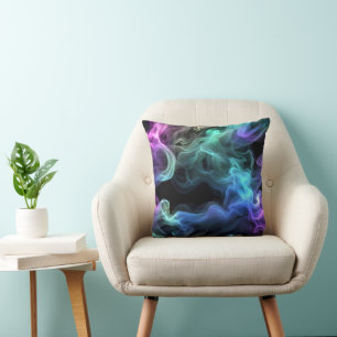Iridescent Smoke On Black Throw Pillow