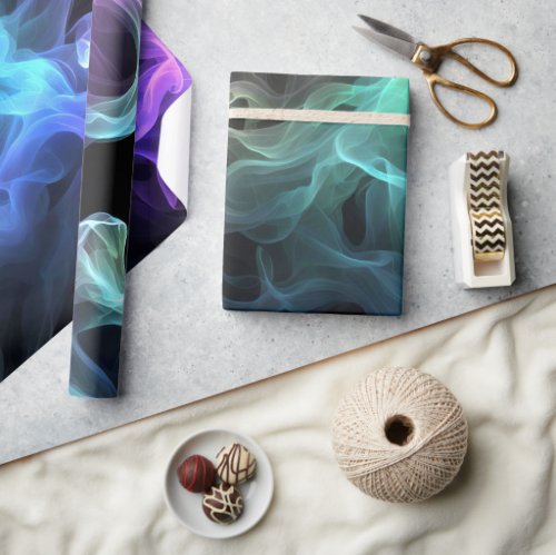 Iridescent Smoke On Black Wrapping Paper