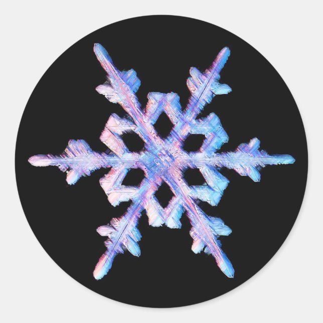 Iridescent snowflake classic round sticker (Front)