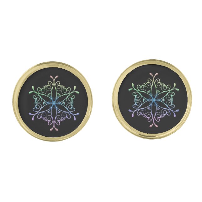Iridescent Snowflake Cufflinks (Front)