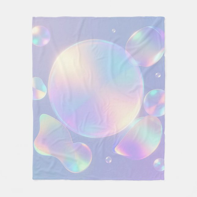 Iridescent Soap Bubble Dream Fleece Blanket (Front)