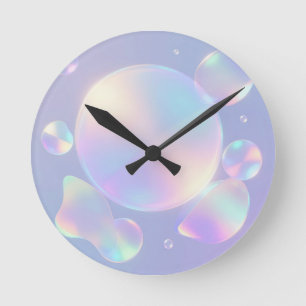 Iridescent Soap Bubble Dream Round Clock