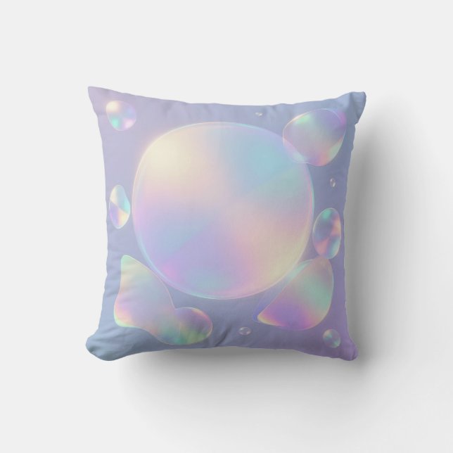 Iridescent Soap Bubble Dream Throw Pillow (Front)