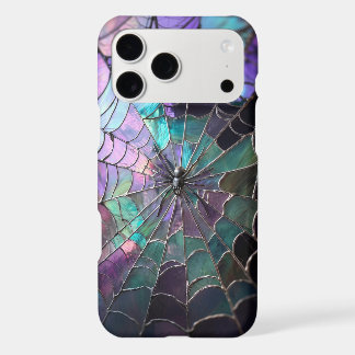 Iridescent Stained Glass Web with Spider Dark Iphone 18 Pro Max Case