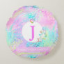 Iridescent star candy color leopard pattern custom round pillow