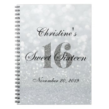 Iridescent Sweet 16 Silver Custom Guest Book by PurplePaperInvites at Zazzle