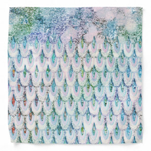 Iridescent teal Glitter Mermaid Fish Scales Bandana