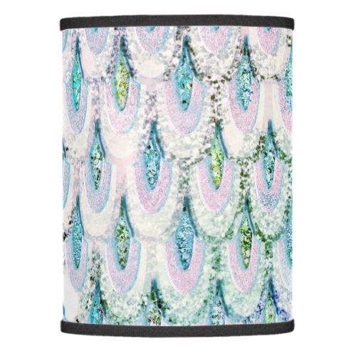 Iridescent teal Glitter Mermaid Fish Scales Lamp Shade