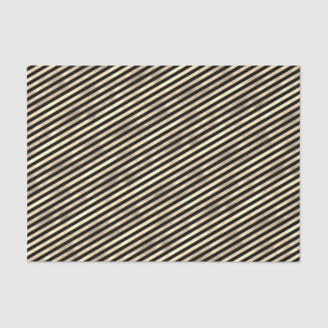 Iridescent "textured foil" pale gold  black stripe tissue paper (Front)