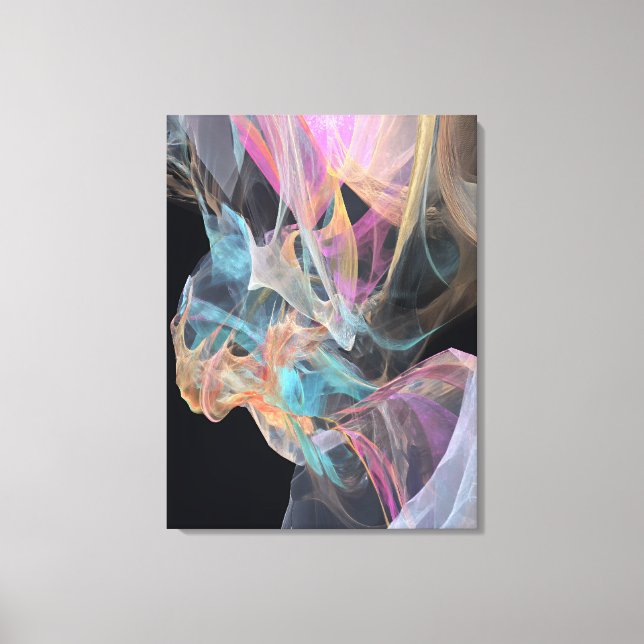 Iridescent Thread Vortex Teal Magenta Glow Canvas Print (Front)