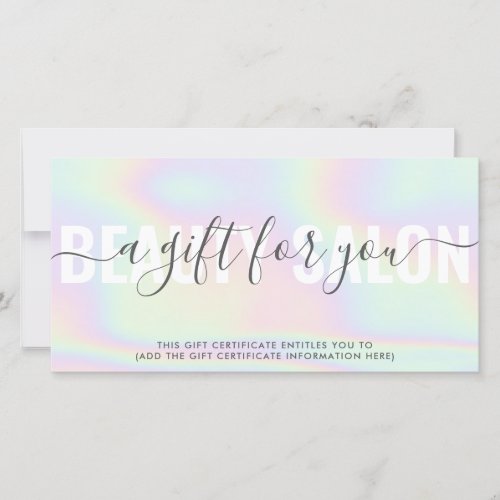 Iridescent trendy gradient rainbow salon gift card