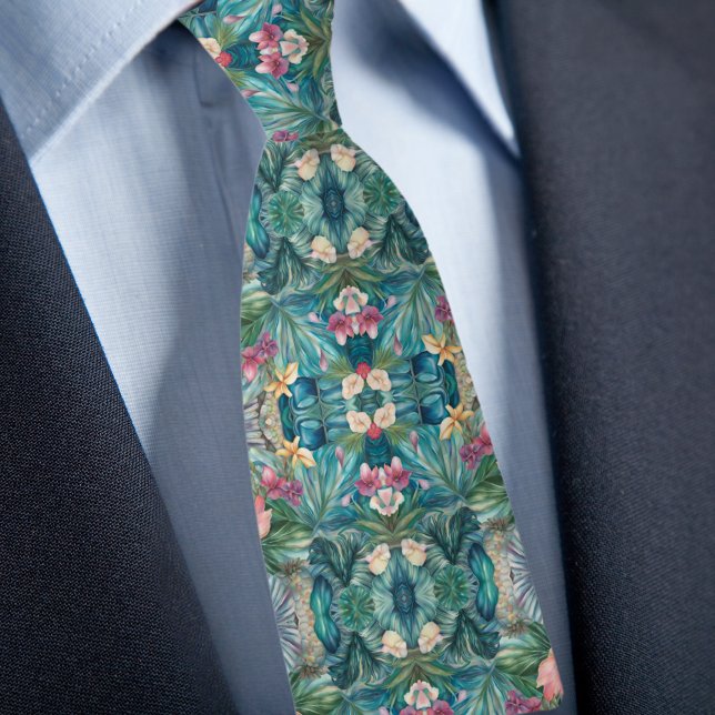 Iridescent Tropical Pattern Neck Tie (Creator Uploaded)