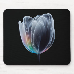 Iridescent Tulip On Black Mouse Pad