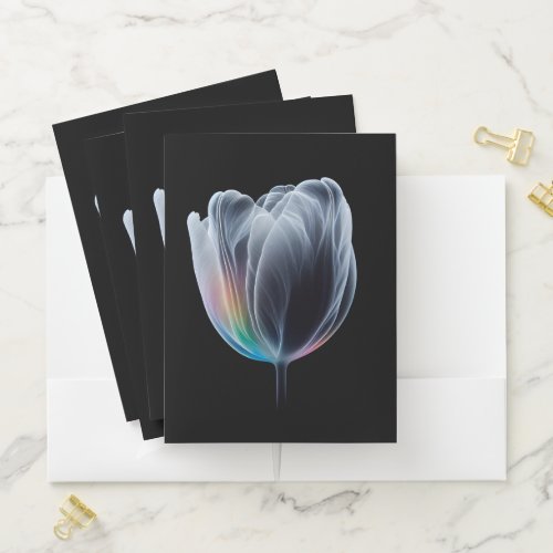 Iridescent Tulip On Black Pocket Folder