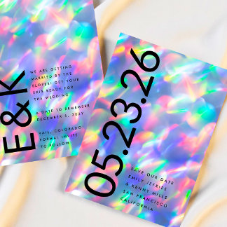 Iridescent Ultra Modern Bold DATE non Photo Save The Date