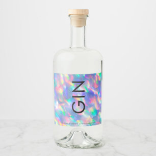 Iridescent Ultra Modern Monogram Gin Liquor Liquor Bottle Label