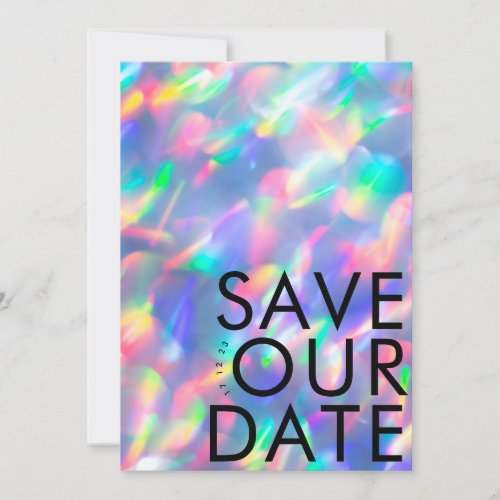 Iridescent Ultra Modern Monogram Photo Save The Date