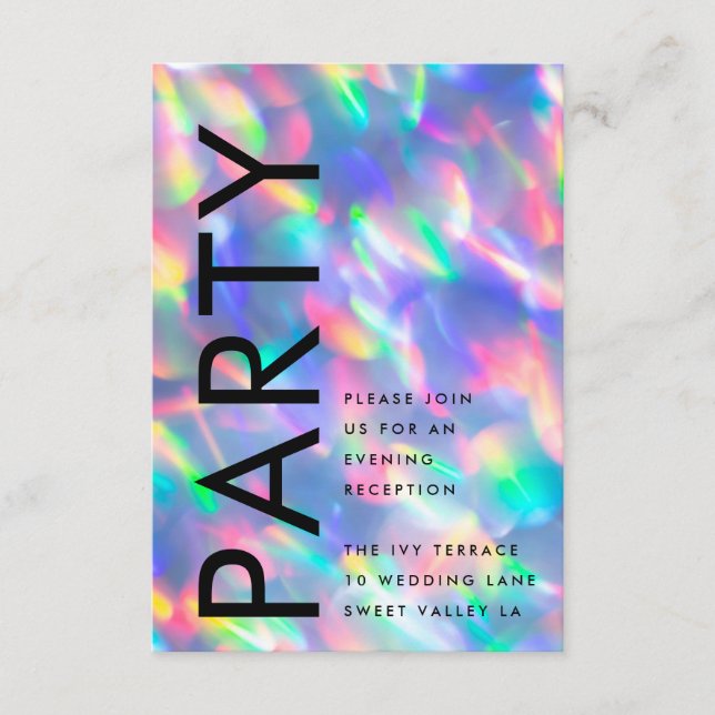 Iridescent Ultra Modern Monogram Wedding Enclosure Card (Front)