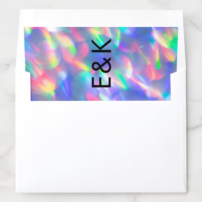 Iridescent Ultra Modern Monogram Wedding Envelope Liner (In Envelope)