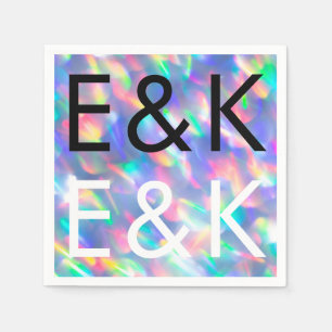 Iridescent Ultra Modern Monogram Wedding Napkins