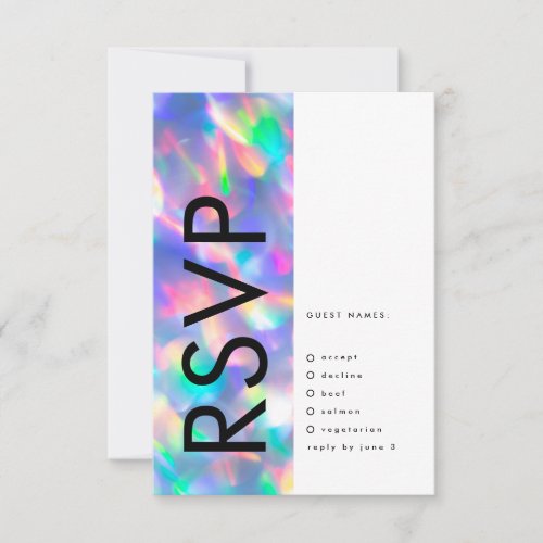 Iridescent Ultra Modern Monogram Wedding RSVP Card