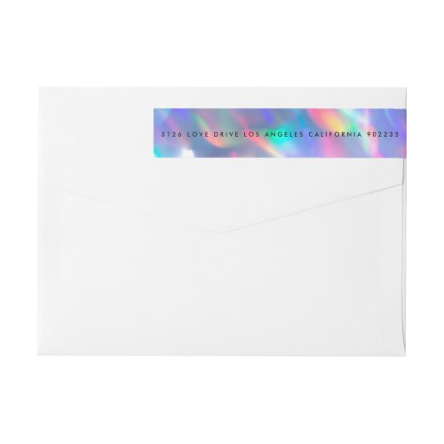 Iridescent Ultra Modern Monogram Wedding Wrap Around Label