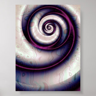 Iridescent Violet Spiral Abstract Fractal Art Poster
