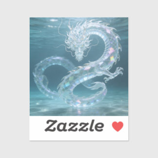 Iridescent Water Dragon Art Fantasy Dragon Design Sticker