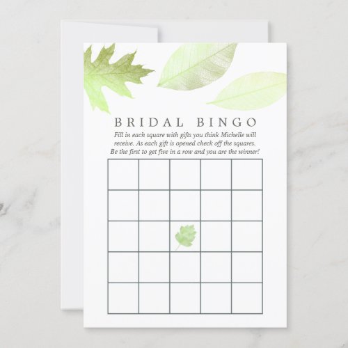 Iridescent Watercolor Autumn Leaves Bridal Bingo