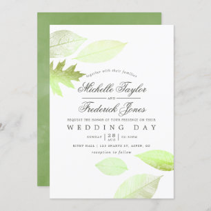 Iridescent Watercolor Autumn Leaves Wedding Invite