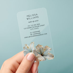 Iridescent White Blue Gold Flower Clear Business Cards