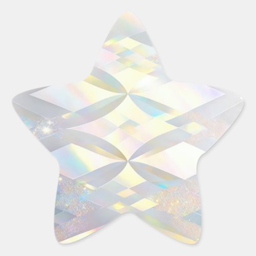Iridescent White Diamond Pattern Star Sticker
