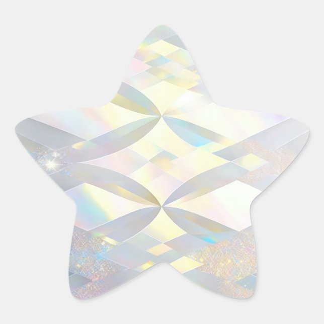 Iridescent White Diamond Pattern Star Sticker (Front)