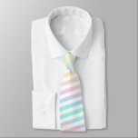 Iridescent & White Stripe Groom Groomsmen Fun Fact Neck Tie<br><div class="desc">This tie is a great personalized gift for your best man and groomsmen. You can change the background to fit your wedding color palette. Iridescent Rainbow Colors and White Stripes color palette. Available in different colors: sage mint,  mulberry,  dusty blue,  gray,  and more. Please check the Groomsmen tie collection.</div>