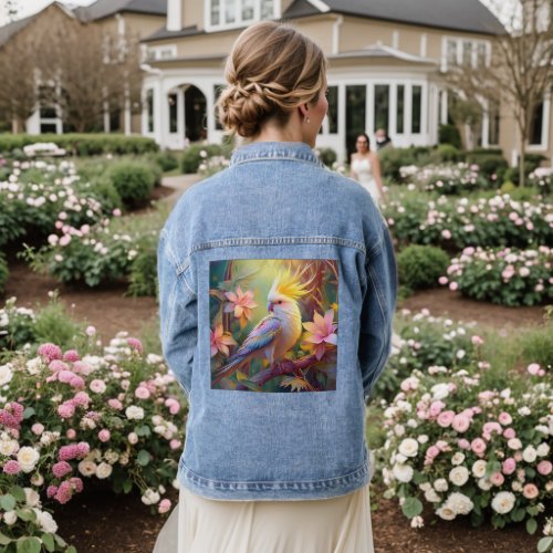 Iridescent Wing Cockatiel Fantasy Bird Denim Jacket