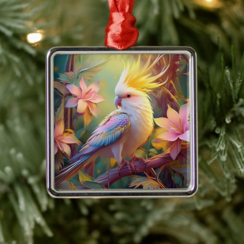 Iridescent Wing Cockatiel Fantasy Bird Metal Ornament