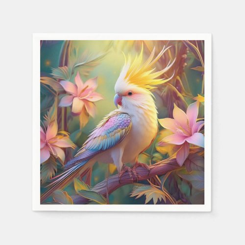 Iridescent Wing Cockatiel Fantasy Bird Napkins