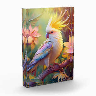 Iridescent Wing Cockatiel Fantasy Bird Photo Block