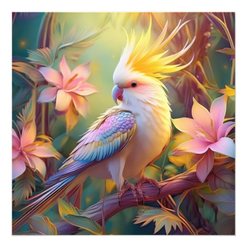 Iridescent Wing Cockatiel Fantasy Bird Photo Print