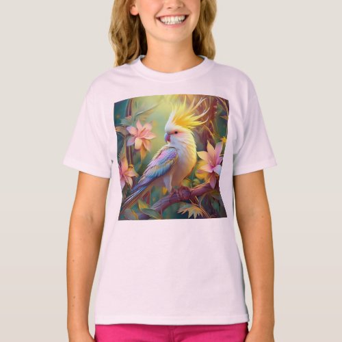 Iridescent Wing Cockatiel Fantasy Bird T_Shirt