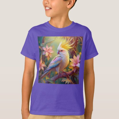 Iridescent Wing Cockatiel Fantasy Bird T_Shirt