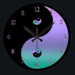 Iridescent Yin Yang Clock<br><div class="desc">Iridescent Yin Yang Clock in Black, With Metallic Lavender and Aqua. Bring the symbols of balance, harmony, unity and completeness into your time line with this yin-yang wall clock. Making it easy to keep your eye on the time so you never miss on of your favorite things because you lead...</div>