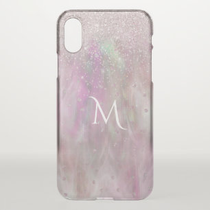Iridescnet Pink Monogrammed Clear iPhone X Case