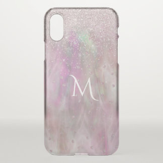 Iridescnet Pink Monogrammed Clear iPhone X Case