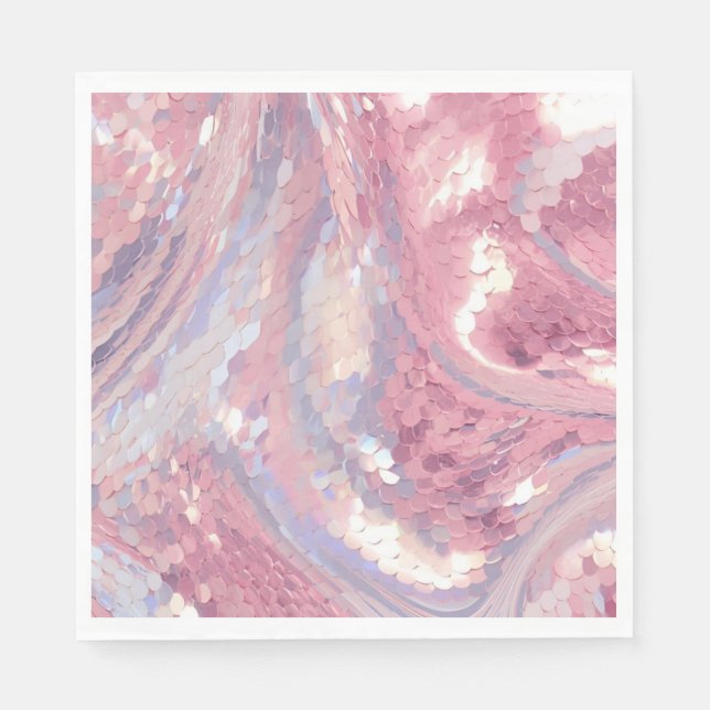 Iridesecent Pink and Purple Sequin Napkins (Front)
