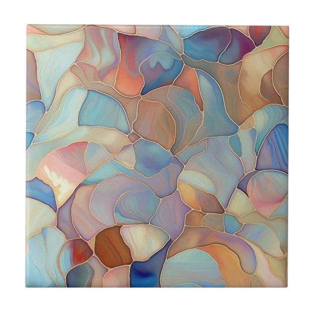 Iridiscent colorful mother of pearl  ceramic tile (Front)