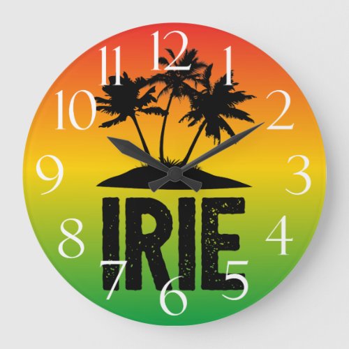 IRIE Jamaican Rastafarian Sunset and Palm Trees Large Clock