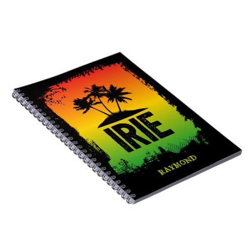 IRIE Tropical Palms and Sunset Rasta Flag Colors Notebook