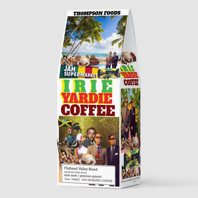 IRIE YARDIE Coffee, 12oz Bag, Dark Roast, Flath Roasted Coffee (Front)